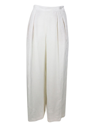 Fabiana Filippi Pleated Wide-leg Trousers In Ivory