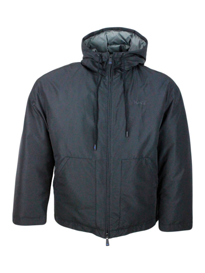 Kiton Tech Fabric Coat In Black