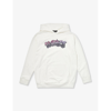 Versace Kids' Logo-embroidered Cotton Hoodie In White/fuxia/multicolor