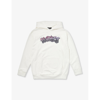 Versace Logo-embroidered Cotton Hoodie In White/fuxia/multicolor
