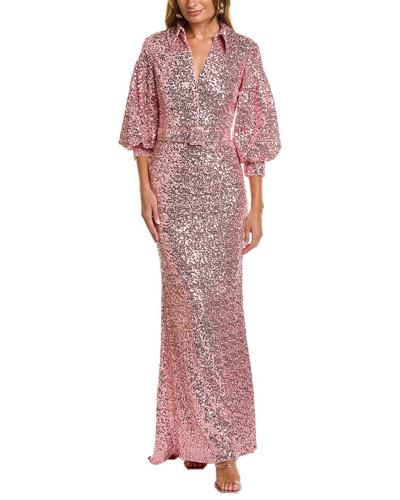 badgley mischka rose gold sequin dress Prom Gown 0348A
