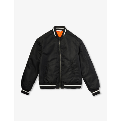 Palm Angels Kids' Bomber Jacket With Curved Logo In Black