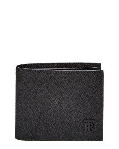Burberry Grainy Leather Tb Bifold Wallet In Black
