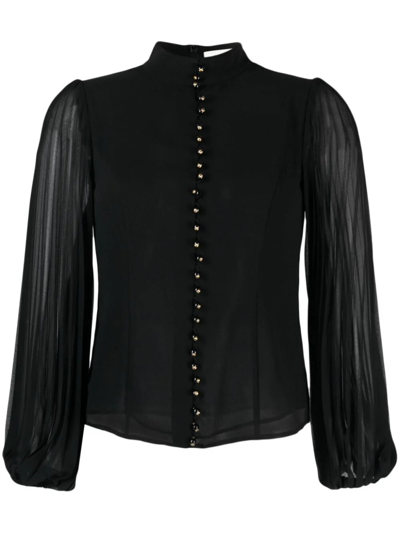 Zimmermann Sunray Sheer-sleeved Blouse In Black  