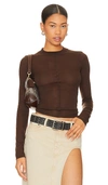 Nbd Tayla Crew Neck Pullover In Chocolate