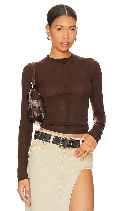 Nbd Tayla Crew Neck Pullover In Chocolate