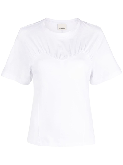 Isabel Marant Zazie Gathered Cotton-jersey T-shirt In Multicolor