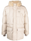 Prada Hooded Down Coat In Nude