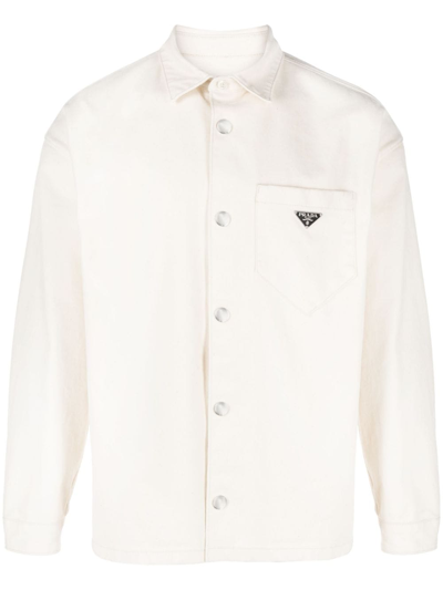 Prada Bull Jeanshemd Mit Triangel-logo In White