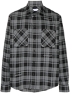 Off-white Logo-embroidered Checked Cotton-flannel Shirt In Black