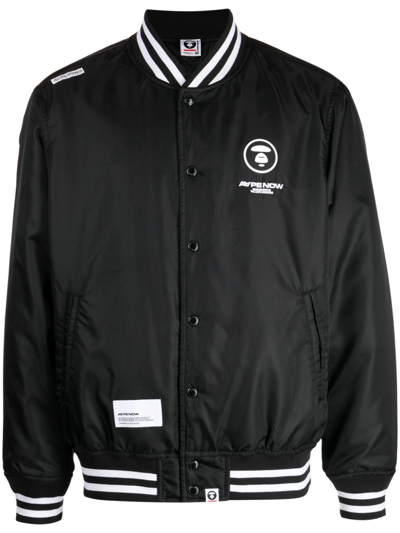 A Bathing Ape Bomberjacke Mit Baseball-kragen In Black