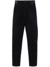 Prada Mens Black Pinwale Triangle-plaque Corduroy Cotton Trousers In Black