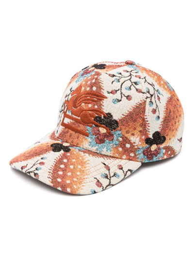Etro Logo-embroidered Pull-on Cap In Nude