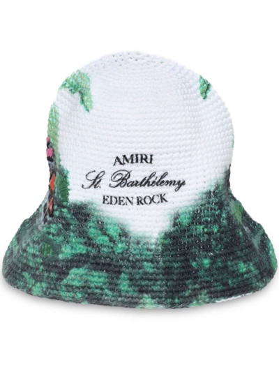Amiri Eden Rock Crochet Bucket Hat In Weiss
