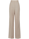 Prada Wool High-waisted Casual Pants In Nude