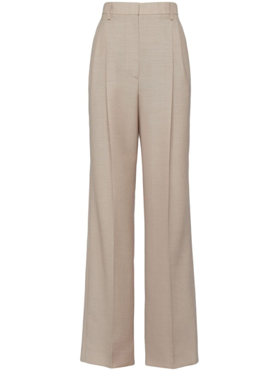 Prada High-waisted Mohair Trousers In Neutral