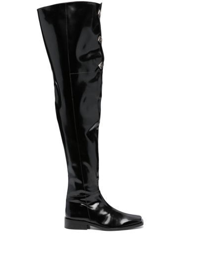 Gmbh Yahir Over-the-knee Boots In Old Black Abrasivato