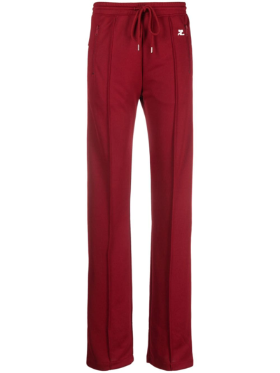 Courrèges Logo-embroidered Bootcut Track Pants In Rot