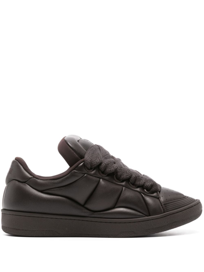 Lanvin Curb Xl Leather Trainers In Braun