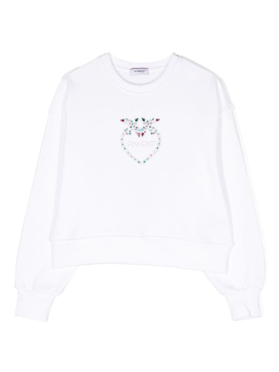 Pinko Kids' 晶饰logo卫衣 In Weiss