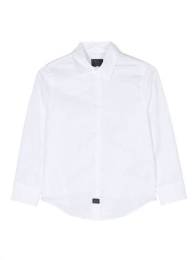 Fay Kids' Long-sleeved Cotton Shirt In Weiss