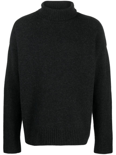 Ami Alexandre Mattiussi Elbow-patches Roll-neck Jumper In Grey