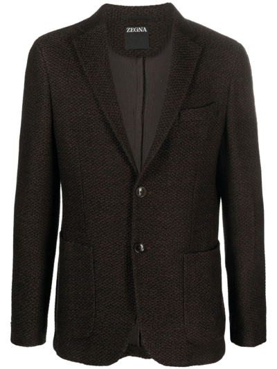 Zegna Men's Wool And Silk Blend Jacket In Brown