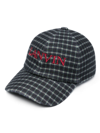 LANVIN LOGO-EMBROIDERED CHECKED WOOL CAP
