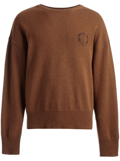 Bally Logo-embroidered Cashmere Jumper In Brown