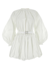 Jil Sander Leather-trimmed Cotton Poplin Minidress In White