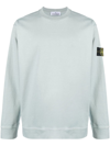 Stone Island Raised-seam Logo Patch Sweatshirt In Light Blue