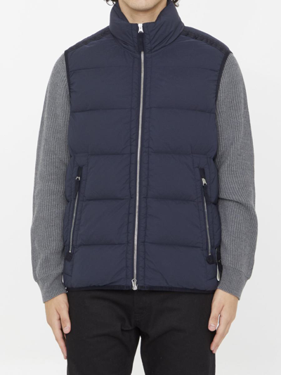 Stone Island Zip-up Padded Gilet In Blue
