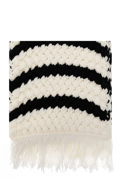 Alanui The Mariner Fringed Scarf In White Black
