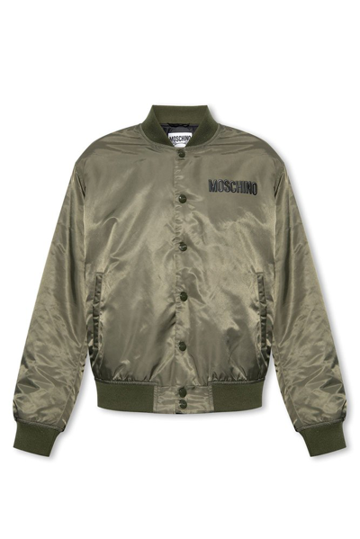Moschino Logo-print Bomber Jacket In Khaki