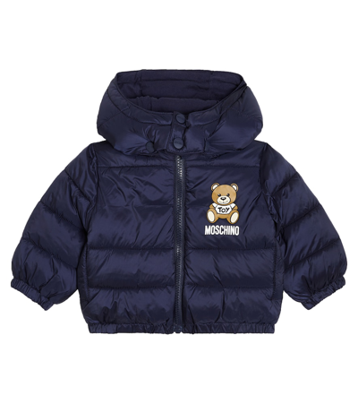 Moschino Baby Teddy Bear Puffer Jacket In Blue