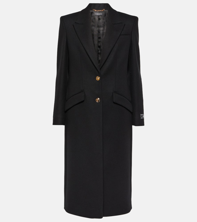 Versace Medusa-button Single-breasted Coat In Black