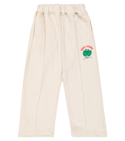 Jellymallow Kids' Printed Cotton-blend Jersey Sweatpants In Grey