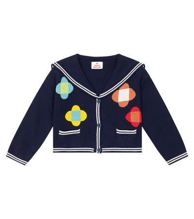 Jellymallow Intarsia Cardigan In Navy