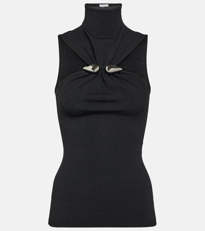 Alaïa Cuff-draped Turtleneck Knit Tank Top In Black