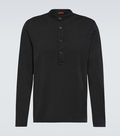Barena Venezia Cotton-jersey Henley T-shirt In Black