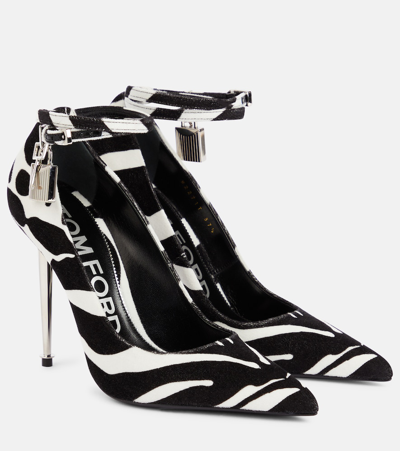 TOM FORD PADLOCK ZEBRA-PRINT VELVET PUMPS