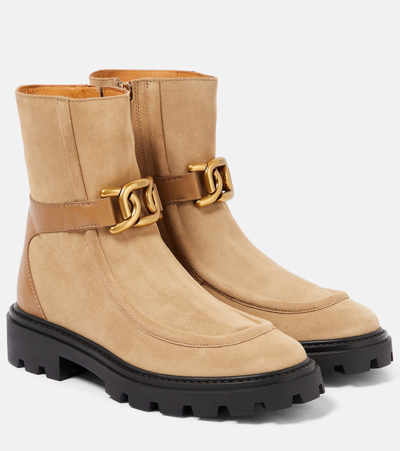 Tod's Kate Suede Ankle Boots In Brown