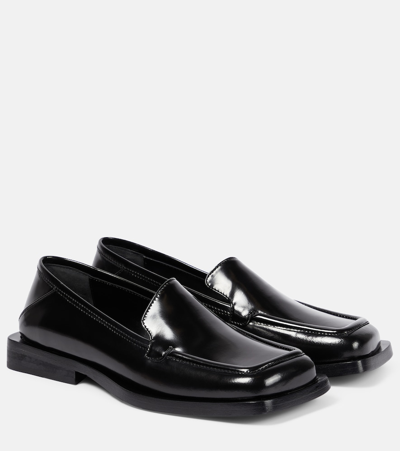 Attico Micol Asymmetric-toe Leather Loafers In Black
