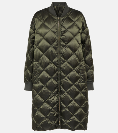 Max Mara Trebi Reversible Quilted Down Jacket In Military Green