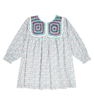 Louise Misha Kids' Warise Floral Cotton Crochet Dress In Blue