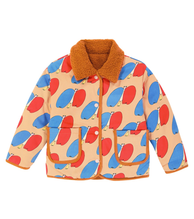 Jellymallow Kids' Reversible Printed Cotton Jacket In Brown
