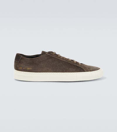 Common Projects Achilles Suede Sneakers In Warm_grey