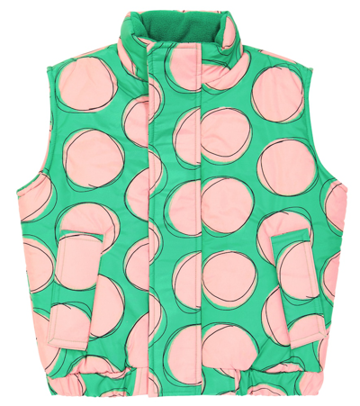 Jellymallow Kids' Pink Dot Padded Waistcoat In Green