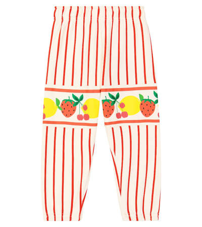 Mini Rodini Kids' Fruits Stripe Cotton Sweatpants In Multicoloured