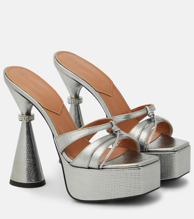 D’accori 130mm Sienna Metallic Leather Sandals In Silver
